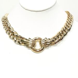 Givenchy Gold Chunky Chain Necklace 17" Signed Givenchy 1977